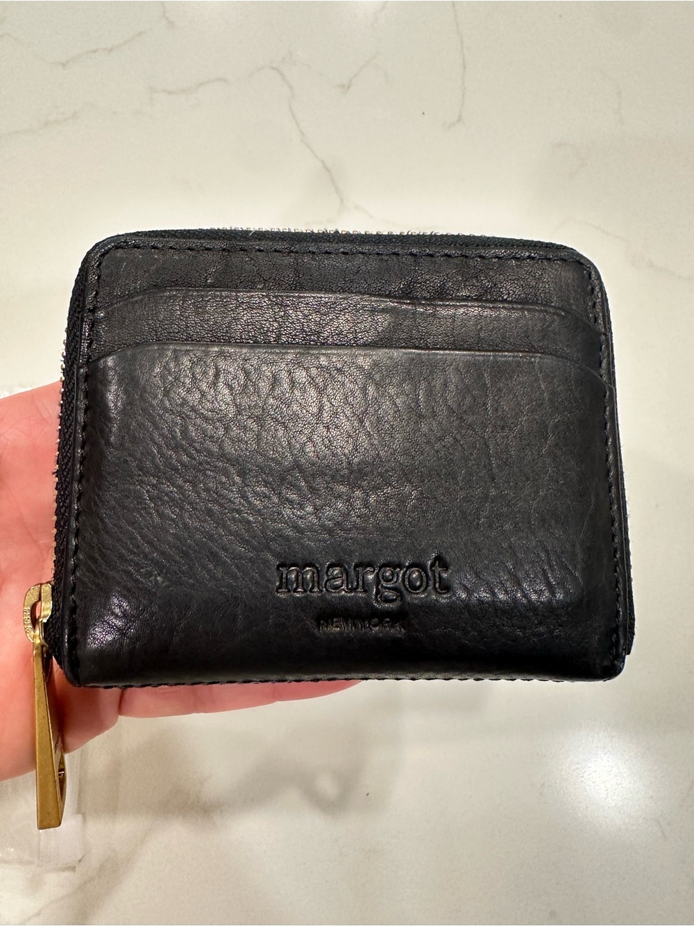 margot Black Leather Slim Card Holder